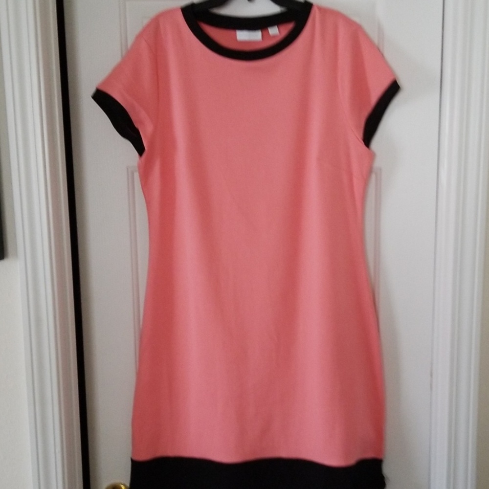 Coral w/black Tee shirt dress